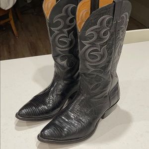 Nacona Lizard Skin Boots, 10.5, Black